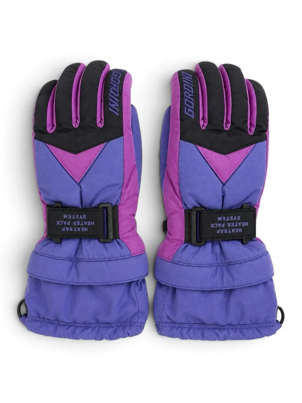 Gordini Vintage 90’s Insulated Ski Gloves Warm Winter Purple Black Leather Large